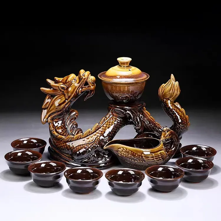 龙凤呈祥茶具套装高档复古家用创意自动茶具套装