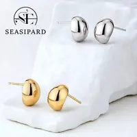 925银耳饰 SEASIPARD简约轻奢气质小银豆豆耳钉光面素款小众ins