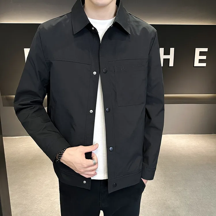 B22男士春秋款品质外套翻领夹克时尚百搭简约外套修身韩版上衣