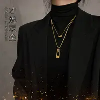 钛钢项链 【才貌双全】两条装毛衣链  叠戴百搭简约金色颈链