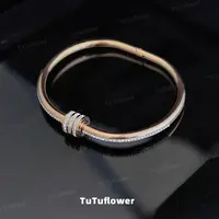 TuTuflower 钛钢合成锆石手镯 满钻钛钢手镯  小众轻奢时尚