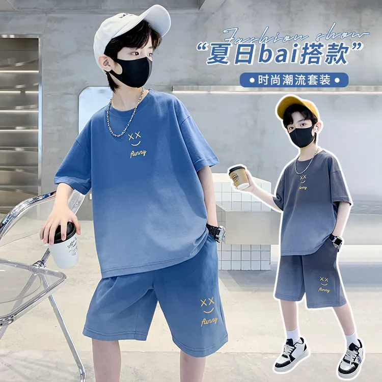 男童套装夏季2024新款儿童时尚休闲短袖短裤中大童男孩潮流运动装