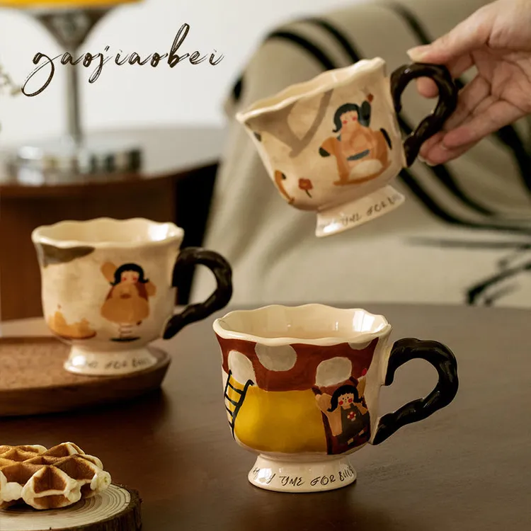 可爱马克杯家用特别好看的杯子办公室陶瓷水杯女生早餐杯2024新款