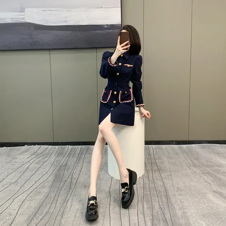 法式小香风长袖连衣裙女2025秋季新款名媛气质高级感收腰显瘦裙子