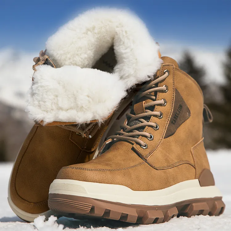 雪地靴男皮毛一体男鞋冬季保暖加厚东北大棉鞋真皮防水防滑棉靴男