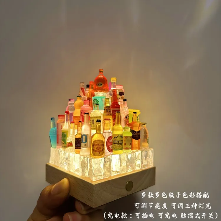 diy迷你小酒瓶城堡小夜灯摆件手工装饰灯送男友礼物生日毕业礼物
