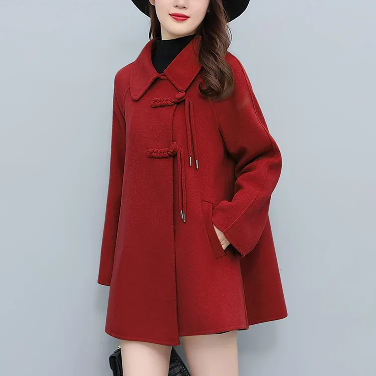 复古新中式国风双面羊绒呢大衣女2025新款秋冬气质宽松羊毛呢外套