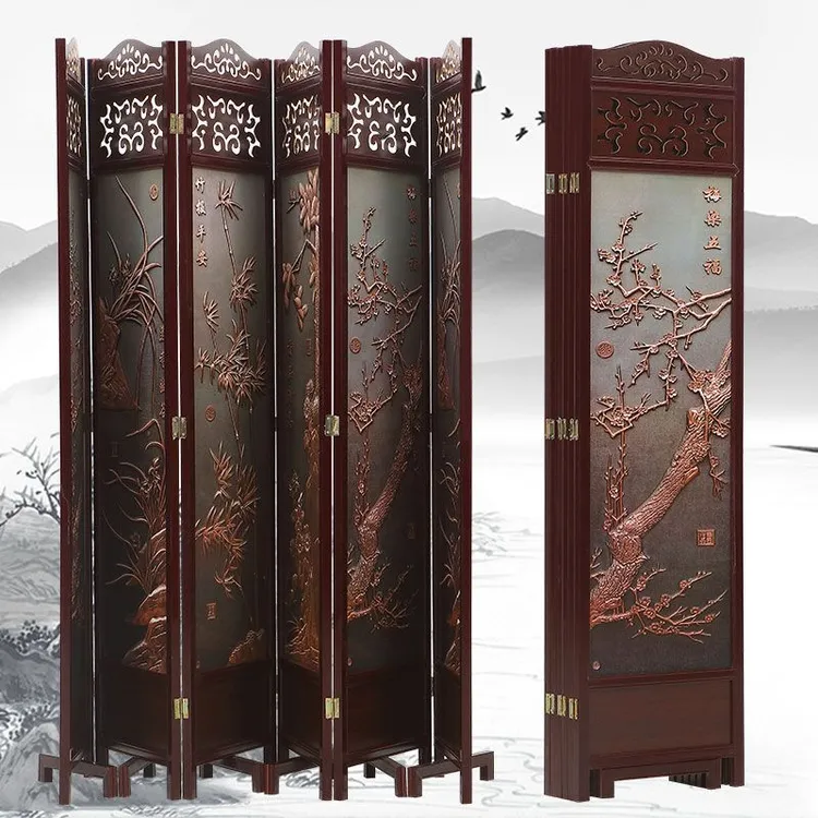 可移动隔断客厅仿古玄关卧室简约现代移动酒店实木中式可折叠屏风