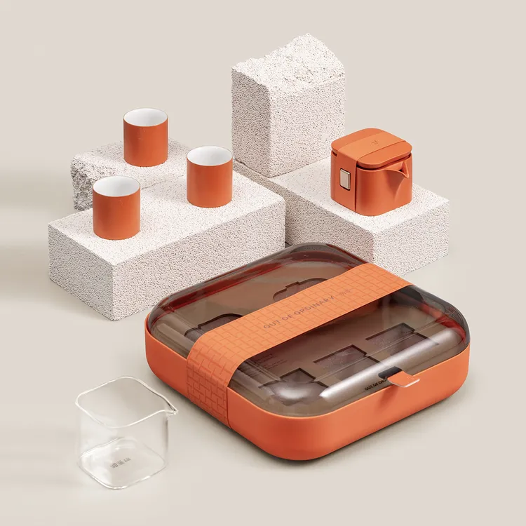 沏派轻奢小方壶茶具户外便携露营陶瓷茶器飞行壶高档伴手礼盒套装