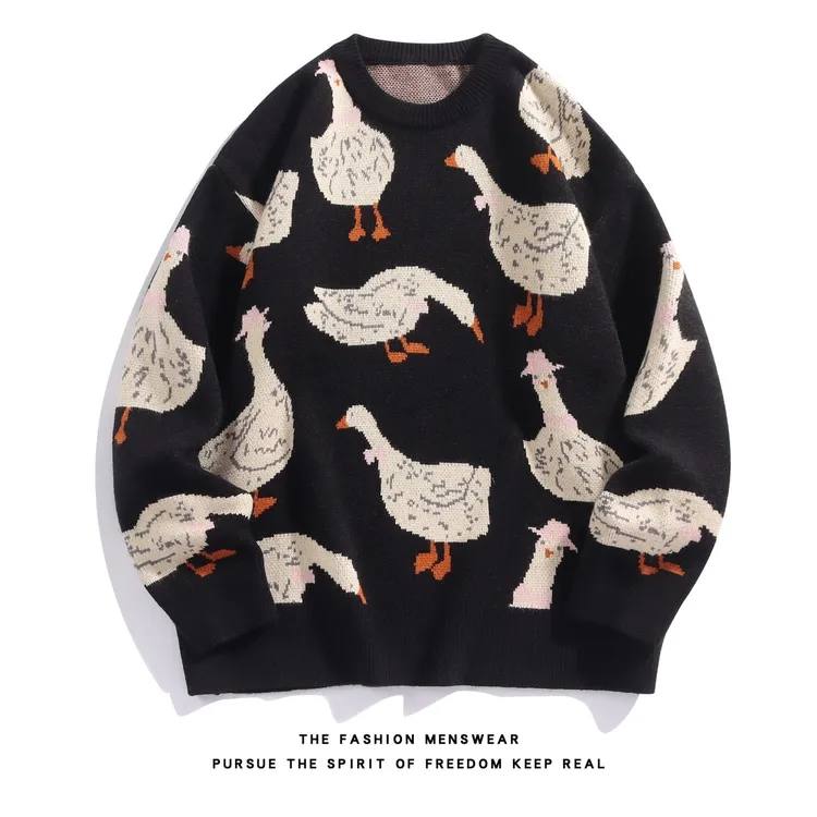 反季毛衣300斤大码男女慵懒风大鹅针织衫百搭宽松男毛衣打底外穿