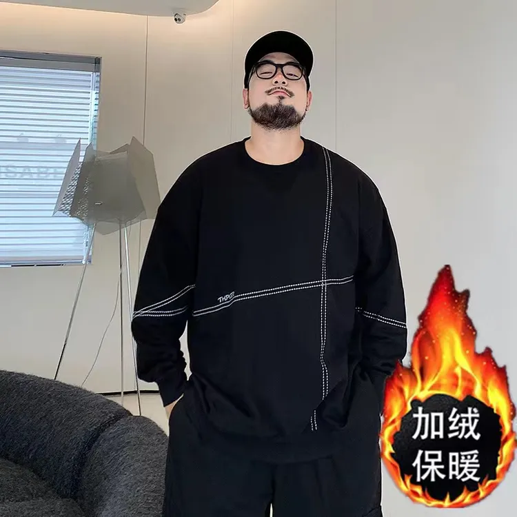 300斤胖胖衣服卫衣男加绒加厚宽松圆领废土风男大码卫衣百搭上衣