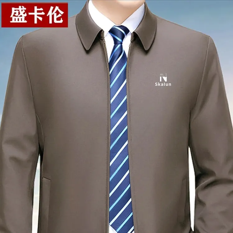 新款春秋季男士休闲外套中老年爆款宽松高档爸爸商务干部行政夹克