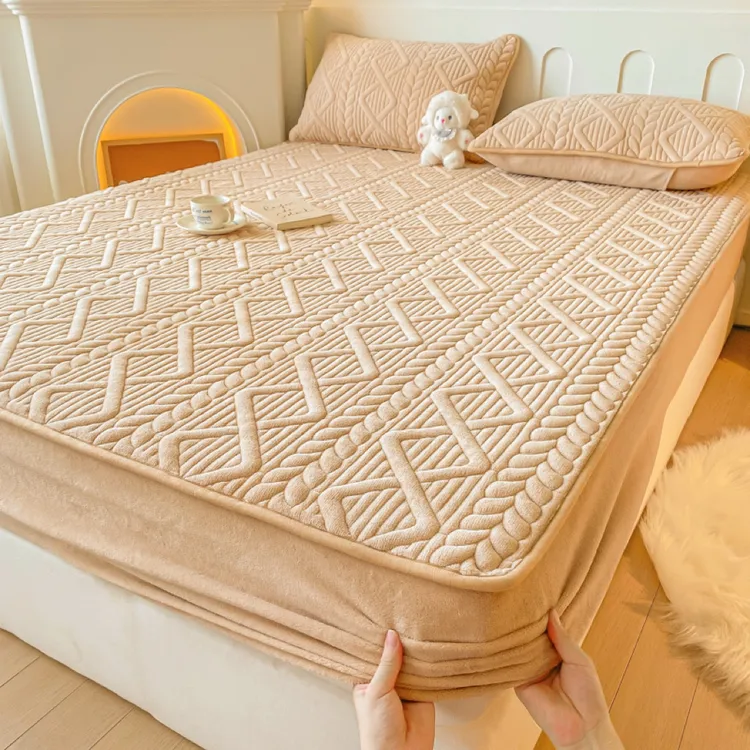 A类加厚牛奶绒床笠加绒床垫床罩加厚床褥冬天保暖加绒床笠牛奶绒