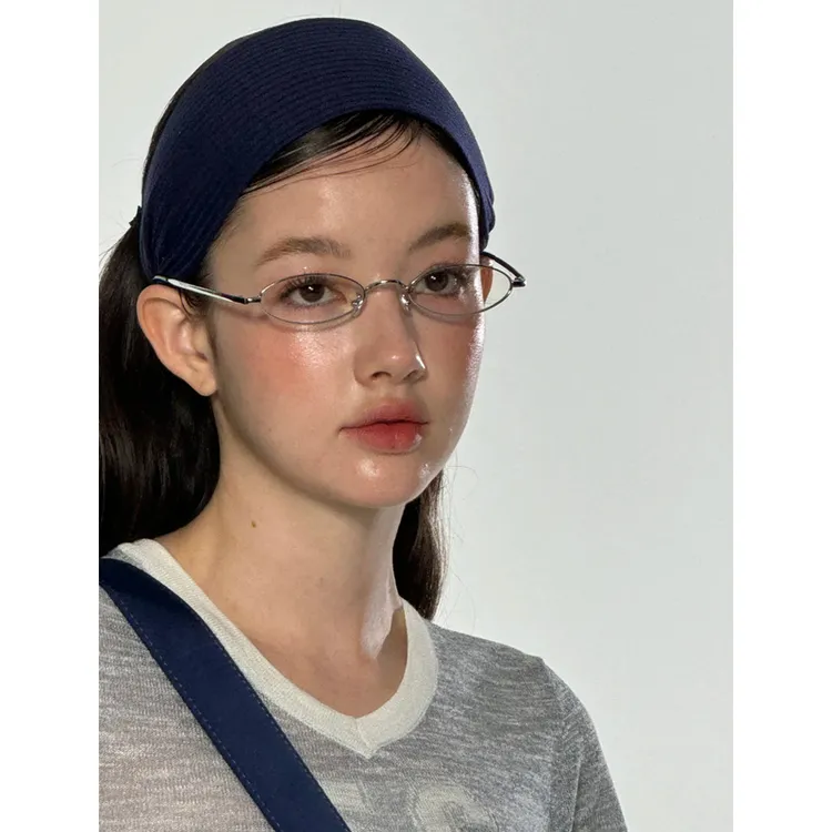 404的店复古小框椭圆金属近视眼镜架素颜平光镜框配度数斯文男女