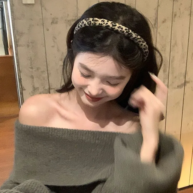 个性豹纹发饰美式辣妹大肠发圈时髦y2k高颅顶发箍