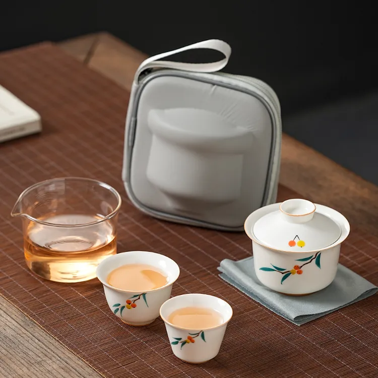 2024新款高档草木灰一壶两杯快客杯小巧户外露营精美茶杯送礼女性