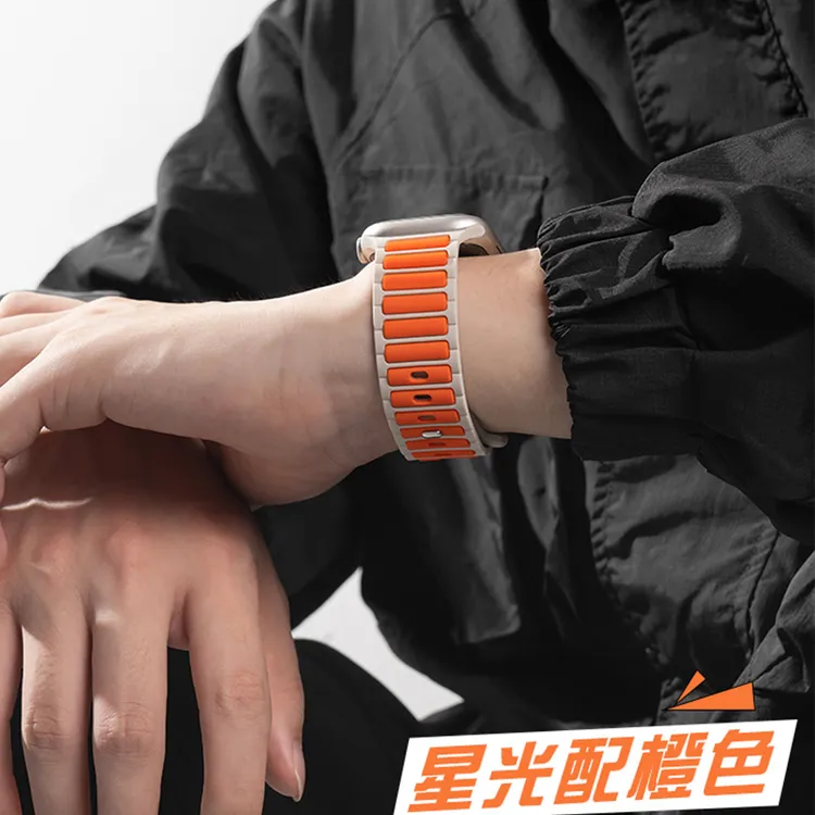 适用iwatchs11表带S10/9工装硅胶表带反扣ultra3运动s6男se女透气