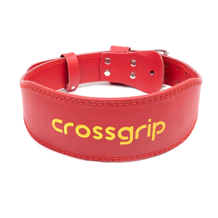 crossgrip伽满软牛皮包边腰带举重卧推运动健身护腰带真皮护具
