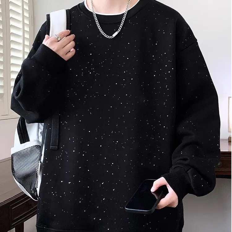 潮流特百搭300斤慵懒轻奢风满天星宽松卫衣男女加绒季春秋重磅外