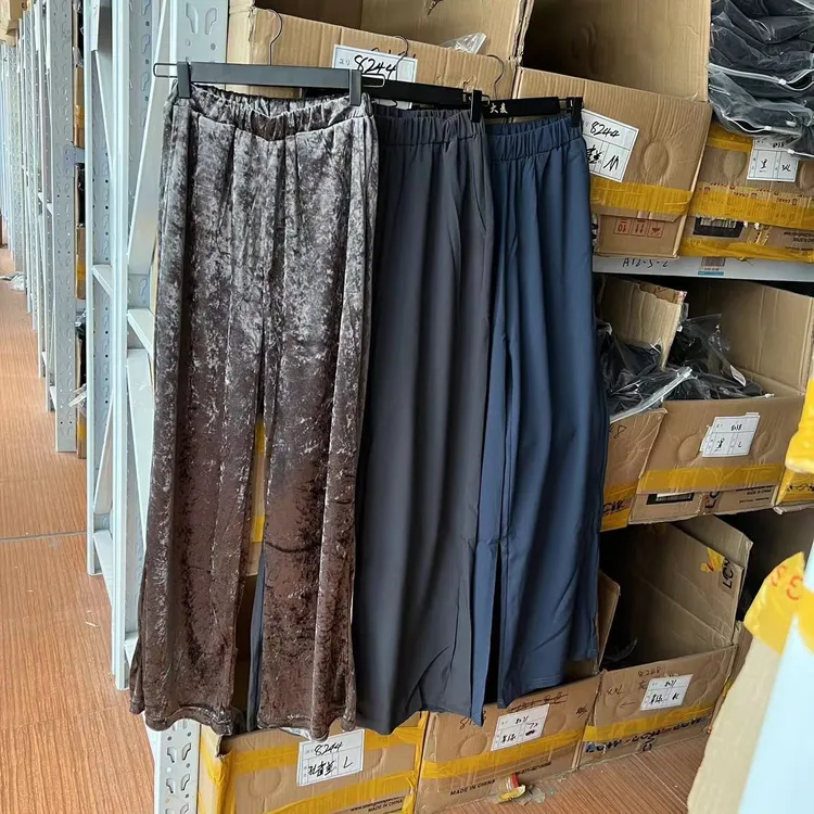 女款阔腿裤拖地裤松紧腰春秋女士休闲垂感百搭大长裤子8044