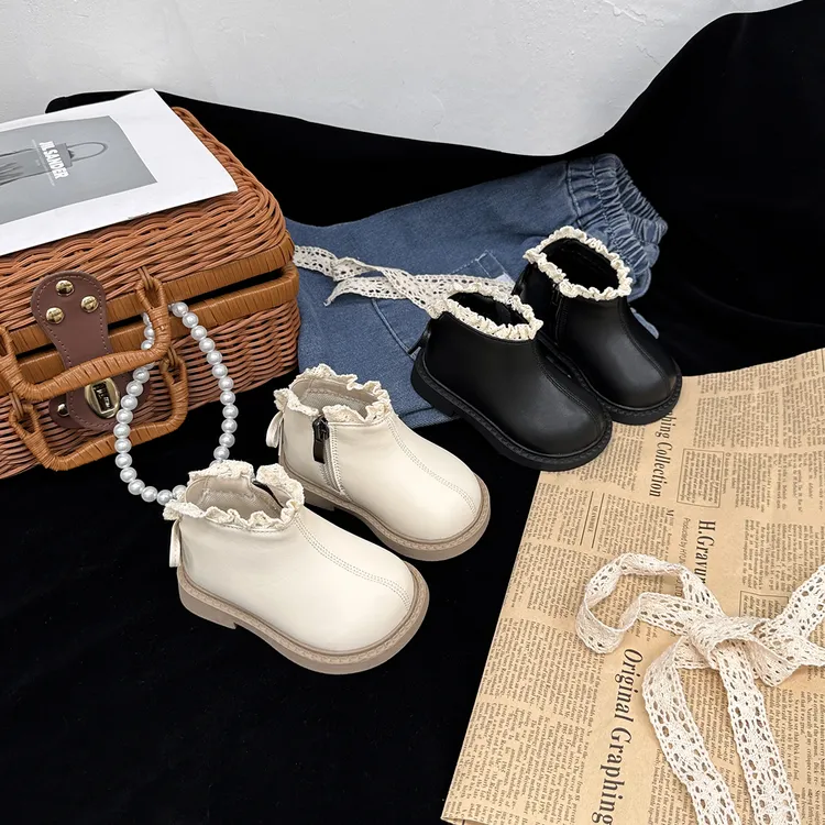 女宝单鞋秋季小童鞋女童单靴婴儿软底两岁小宝宝公主鞋防滑花边靴