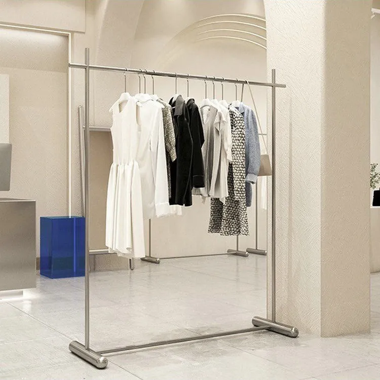 精选不锈钢拉丝工艺定制女装店落地展示架童装实用陈列货架展示架