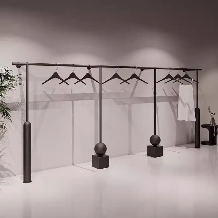 简约现代服装店上墙壁挂展示架落地加厚加粗挂衣架男女装店货架