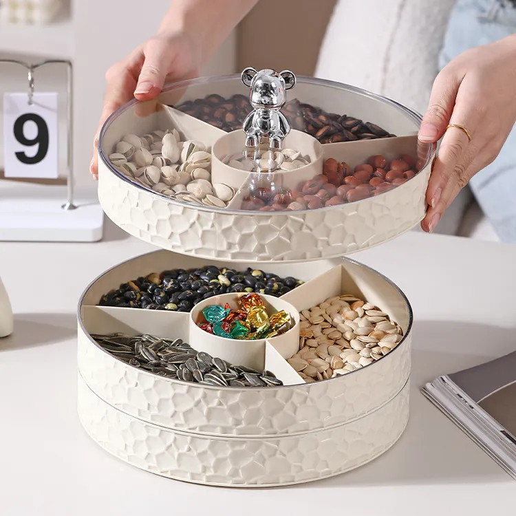 果盘家用高颜值轻奢风多层干果盒客厅茶几零食瓜子坚果分格收纳盒