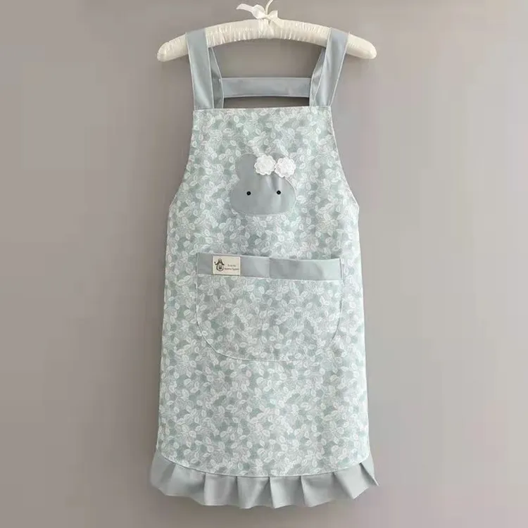 时尚竹节棉背带围裙家用厨房做饭防污透气围腰女罩衣大人工作服