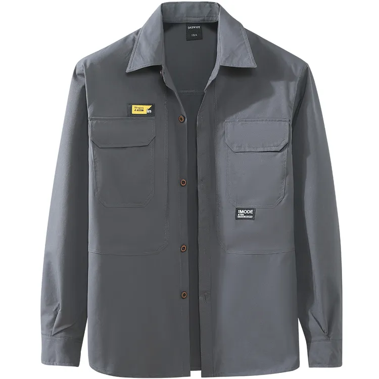 工装制服夏天薄款速干上衣男冰丝弹力长袖防晒衬衣户外透气