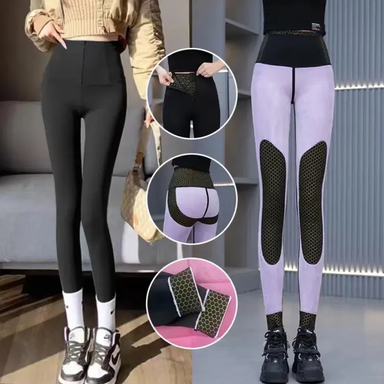 2025秋冬新款拉链加绒鲨鱼裤高腰收腹提臀显瘦保暖百搭芭比裤6018