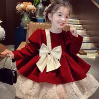 【现货】米米哈罗【复古情书】女童加绒公主裙冬装丝绒连衣裙D240367