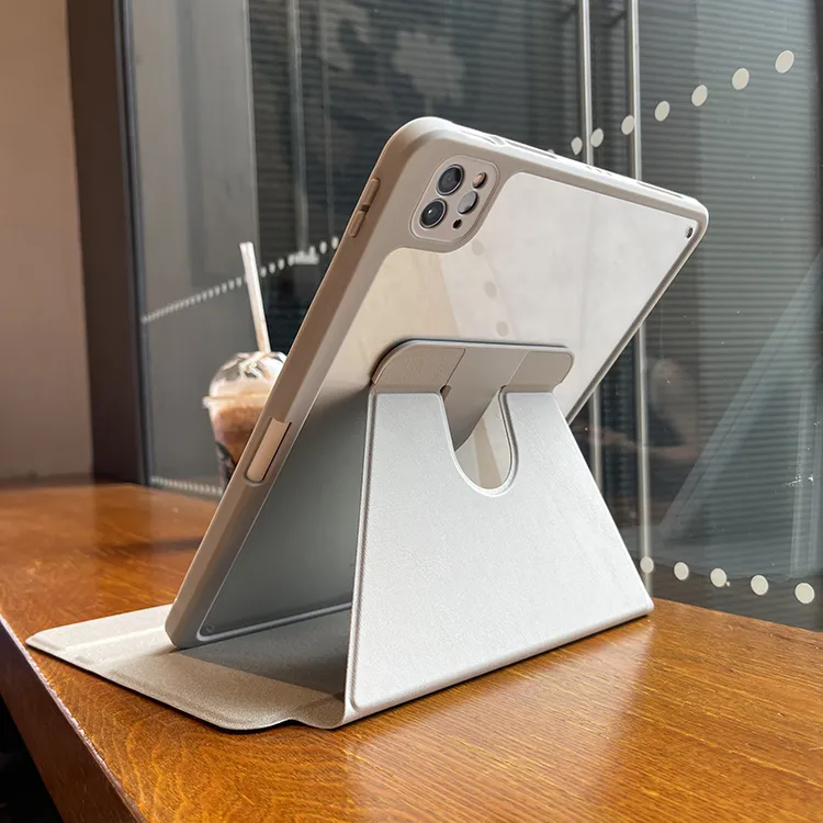 适用iPad保护壳air套5旋转4带笔槽pro11透明10代9防弯8防摔弯mini