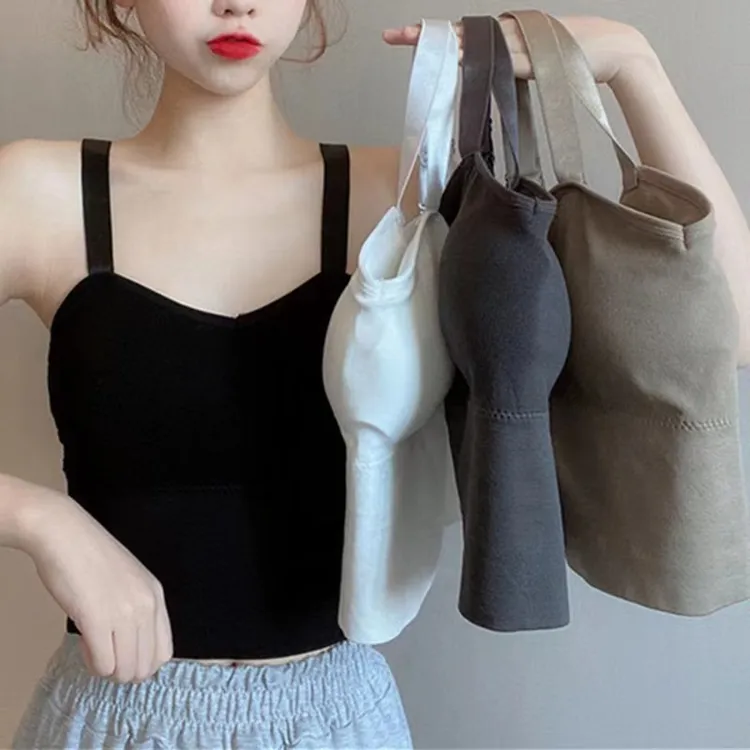 春夏款法式防走光裹胸抹胸美背吊带背心无钢圈文胸百搭可调节女士