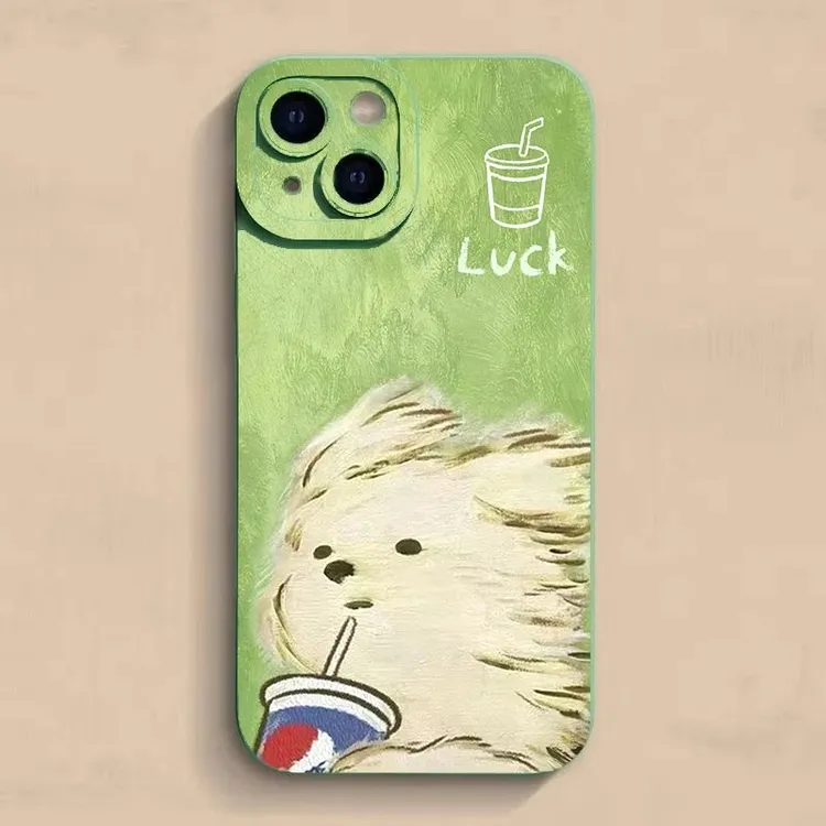 艺术潦草小狗适用iPhone16苹果15华为小米手机壳oppo防摔vivo瞳影