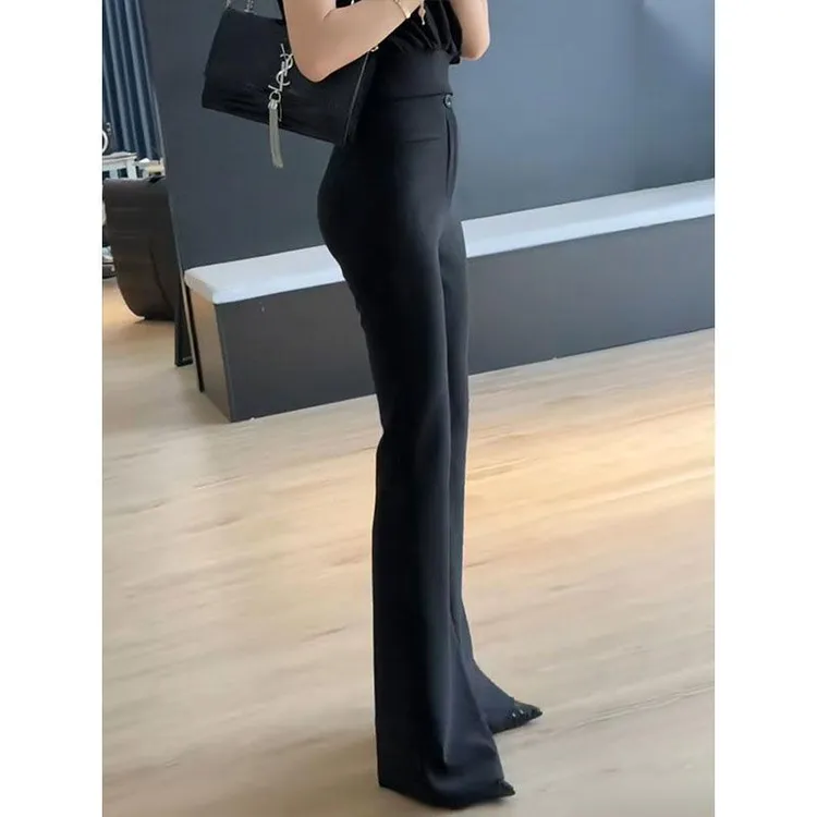 高腰黑色西装裤子女修身显瘦微喇叭裤女2025秋季新款休闲裤马蹄裤