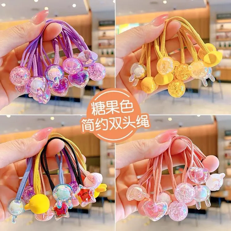 双头发绳皮筋女儿童韩版宝宝发饰彩色发圈高弹力小女孩头发糖果色