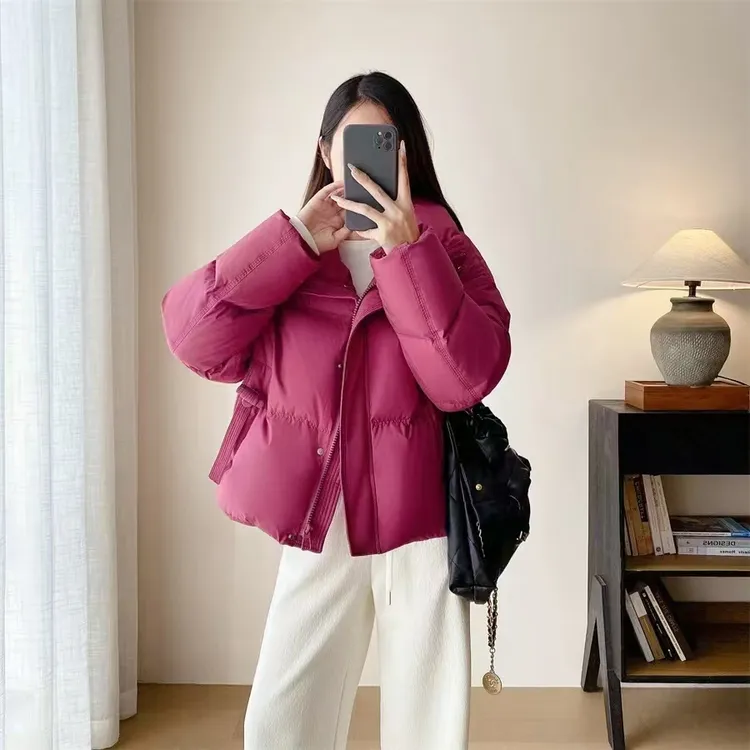 三星90白鸭绒！三防立领加厚保暖短款面包羽绒服冬季小个子外套女