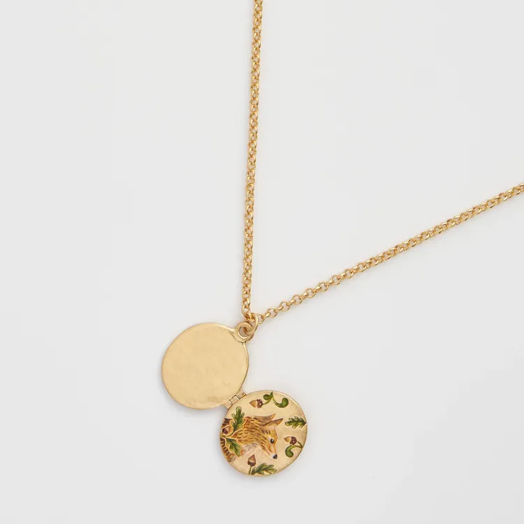 锌合金珐琅吊坠 【折耳猪同款】狐狸采橡挂坠珐琅彩项链高级毛衣链