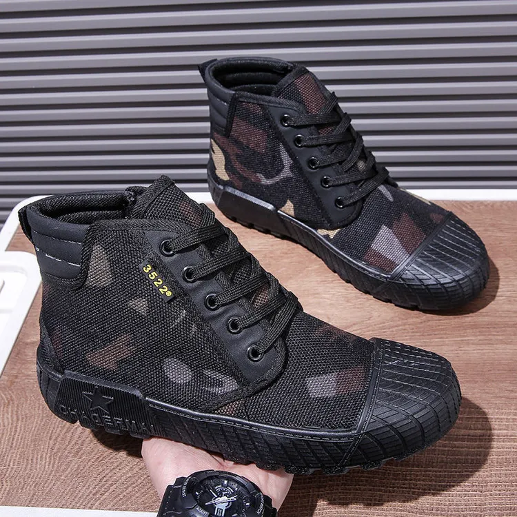 新款解放鞋高帮鞋舌一体防尘防砂塑胶实心底防滑耐磨耐穿