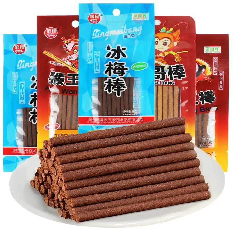 童年儿时怀旧荣园牌冰梅棒猴王棒果丹棒酸梅条美味陈皮棒小零食
