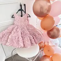 女童生日公主裙高端礼服韩系时尚宝宝粉色花朵裙子儿童夏季连衣裙