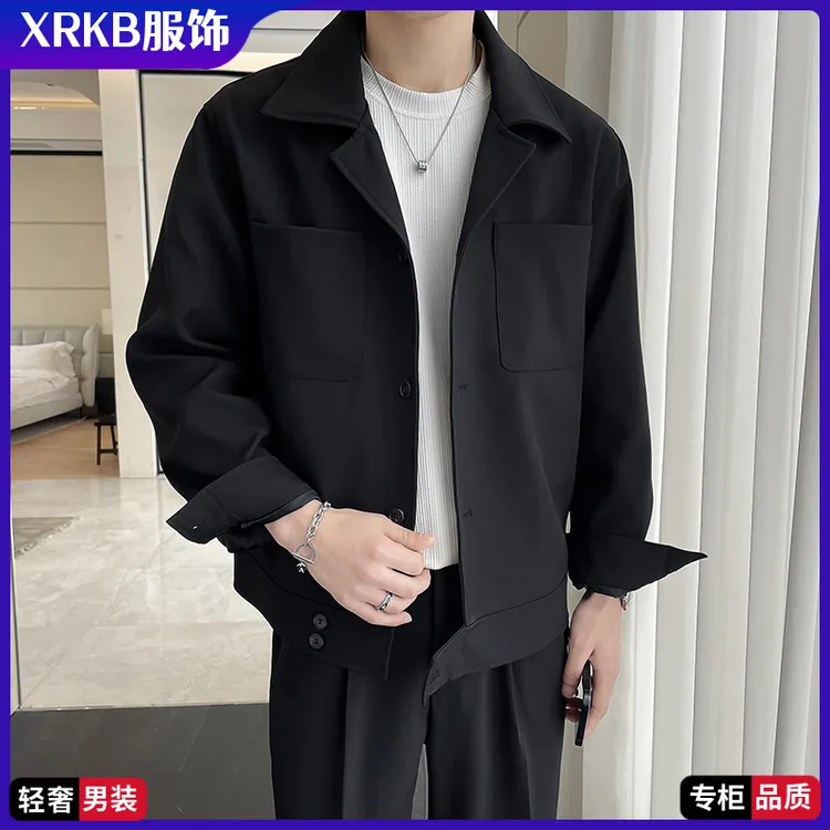 【潮流男装】春秋季新款男士潮流休闲百搭宽松夹克青年痞帅翻领外套