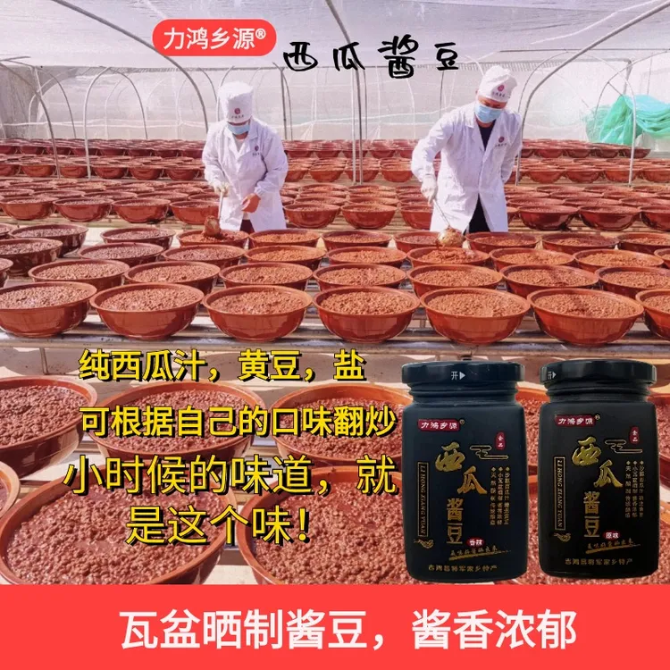 河南特产力鸿乡源天然晒制西瓜酱豆2瓶