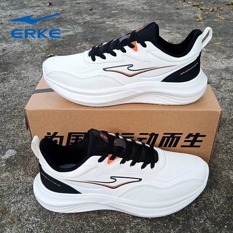 鸿星尔克减震黑白色跑鞋软底运动鞋男士跑步鞋休闲轻便秋季男鞋