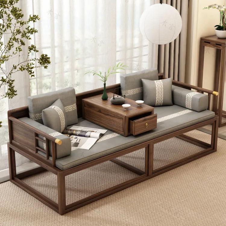 实木罗汉床三件套新中式禅意床榻沙发床组合客厅家具小户型贵妃榻