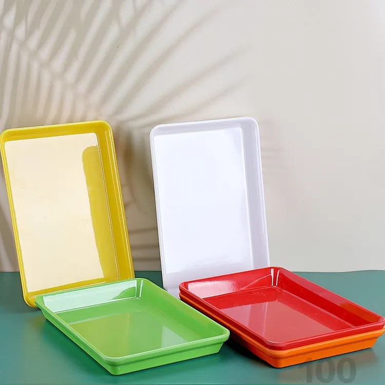 密胺餐具商用熟食展示托盘卤味店凉菜鲜肉仿瓷长方形塑料彩色盘子
