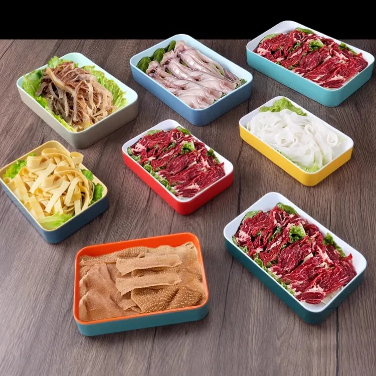 火锅店自助烤肉盘备菜盘商用密胺仿瓷餐具海底捞专用叠加配菜餐盘