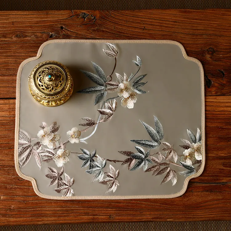 【达人专属】新中式餐桌垫防烫隔热垫布高档西餐盘垫中国风花瓶装垫茶几垫防水