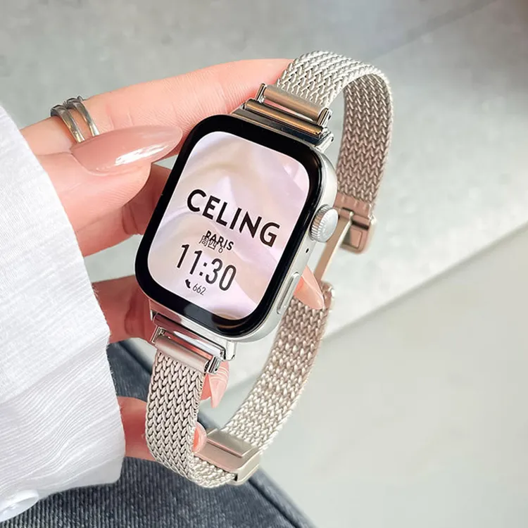 适用华为fit3表带watchfit4表带麦穗折叠磁吸扣星光腕带男女金属